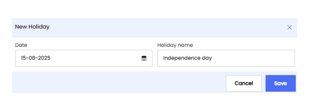 Add New Holiday
