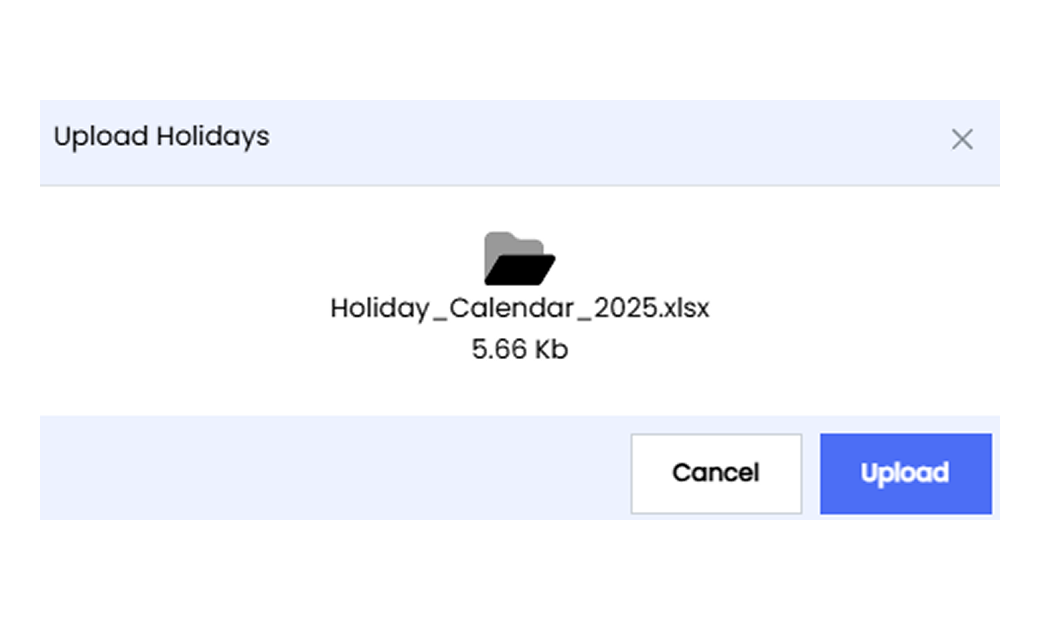 Upload Holiday Calendar