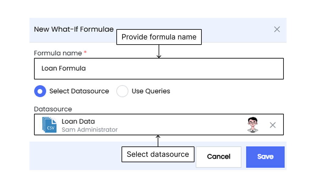 Select Source Type for What If Formula