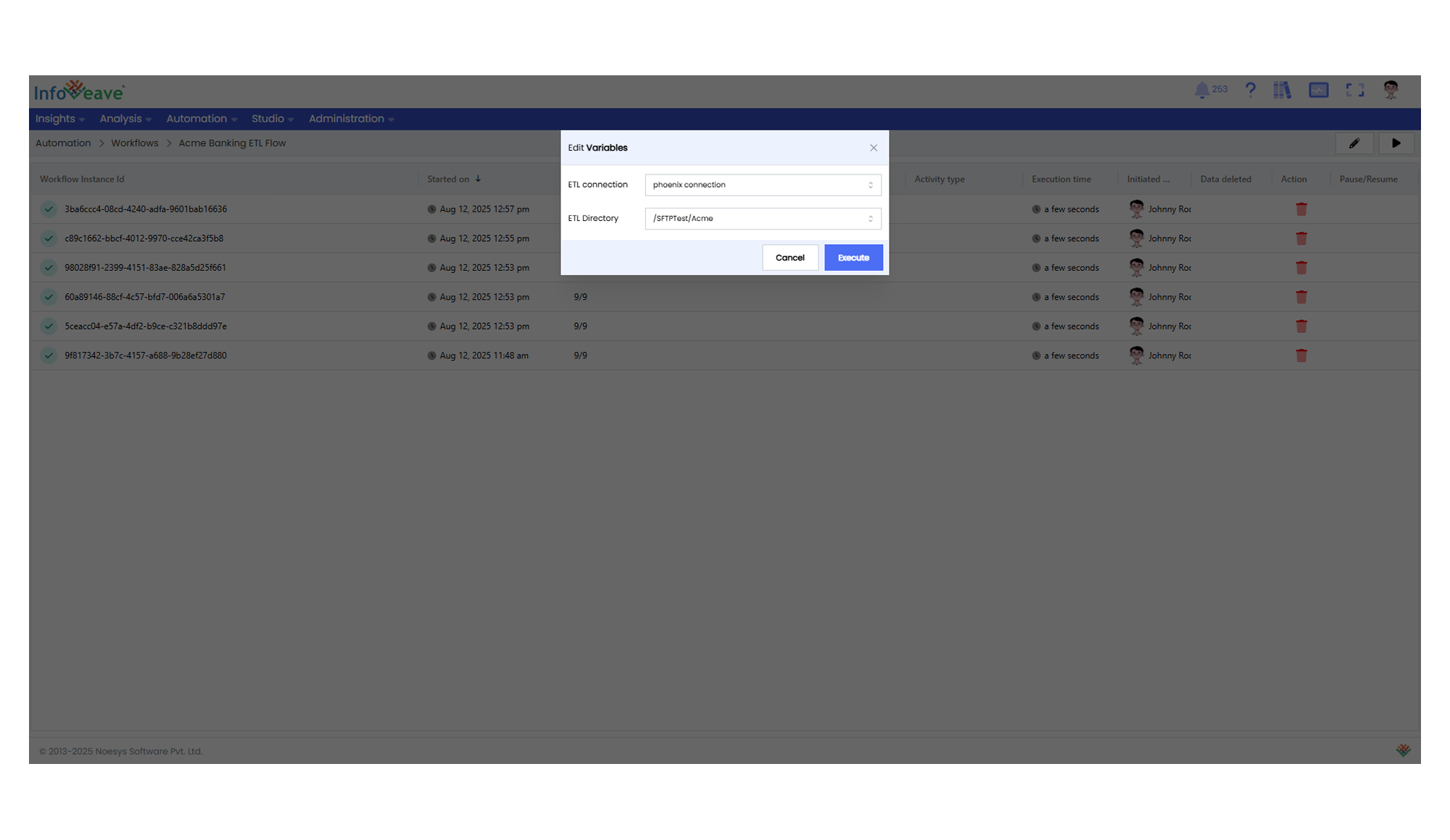 Dynamic Variables Execution