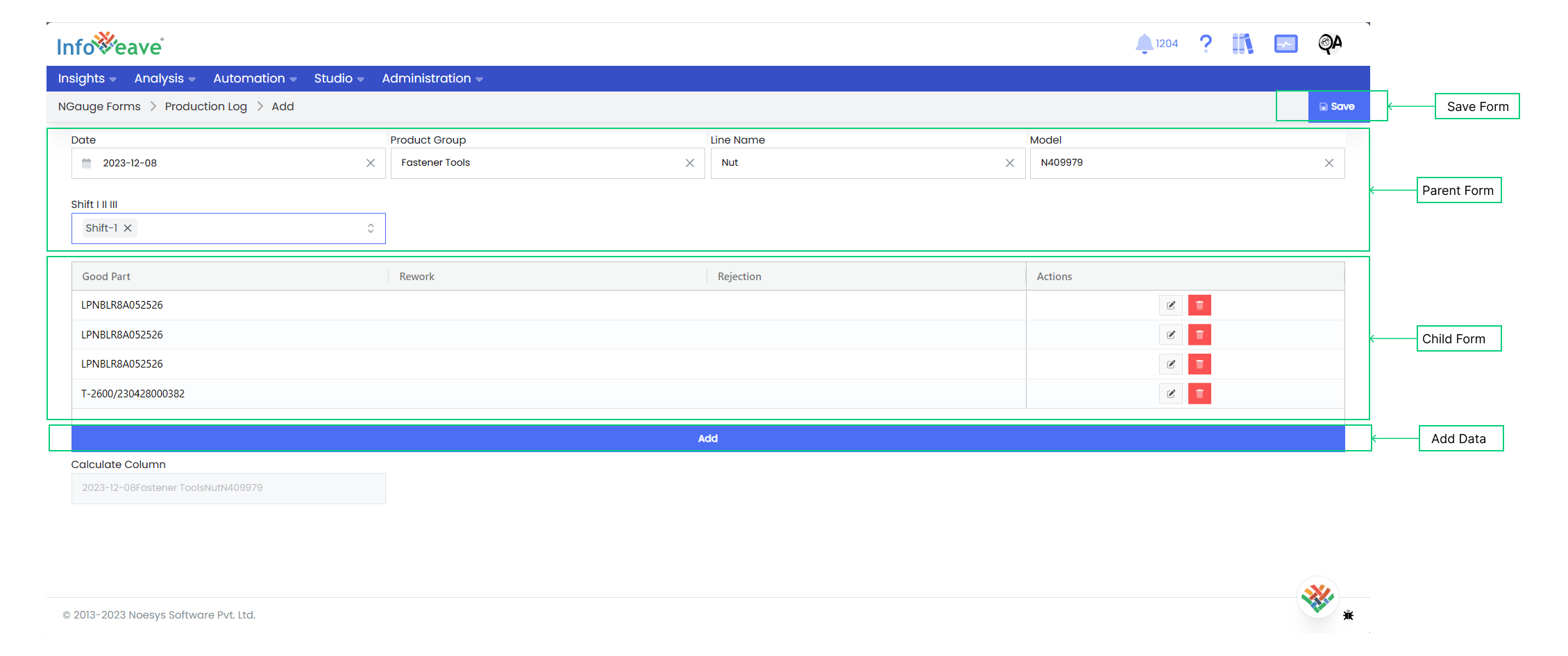 Child NGauge Form