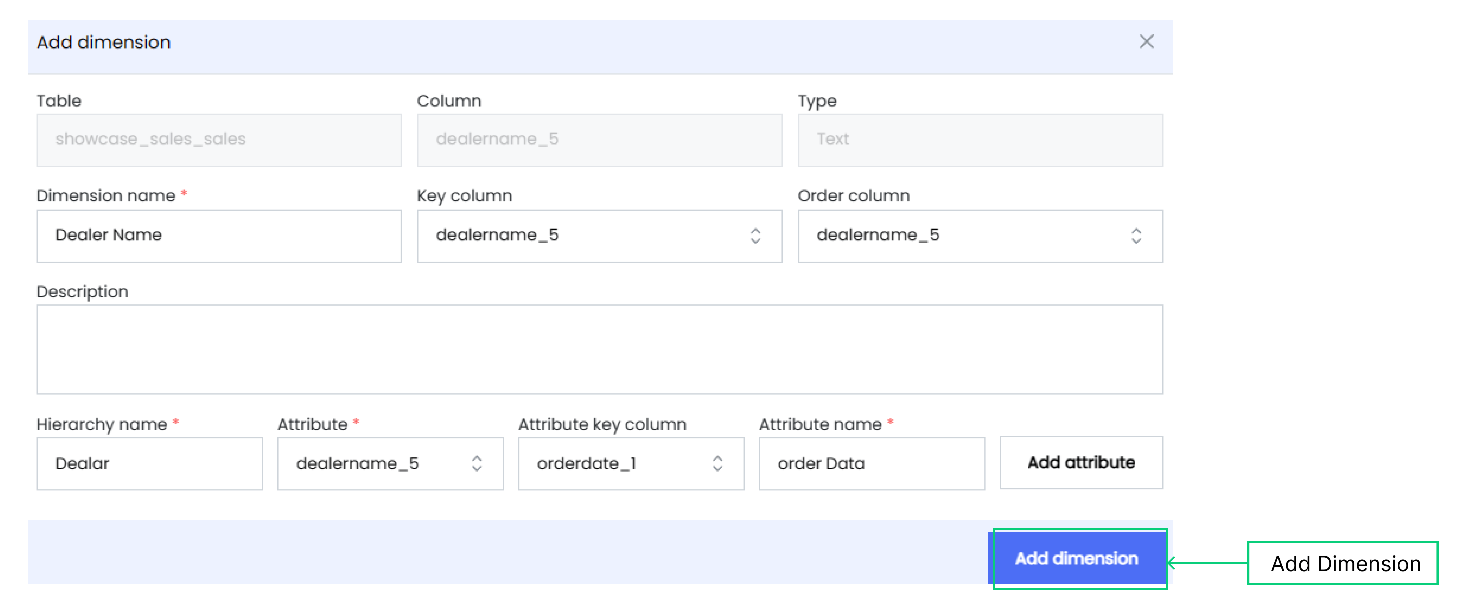 Configure Dimension