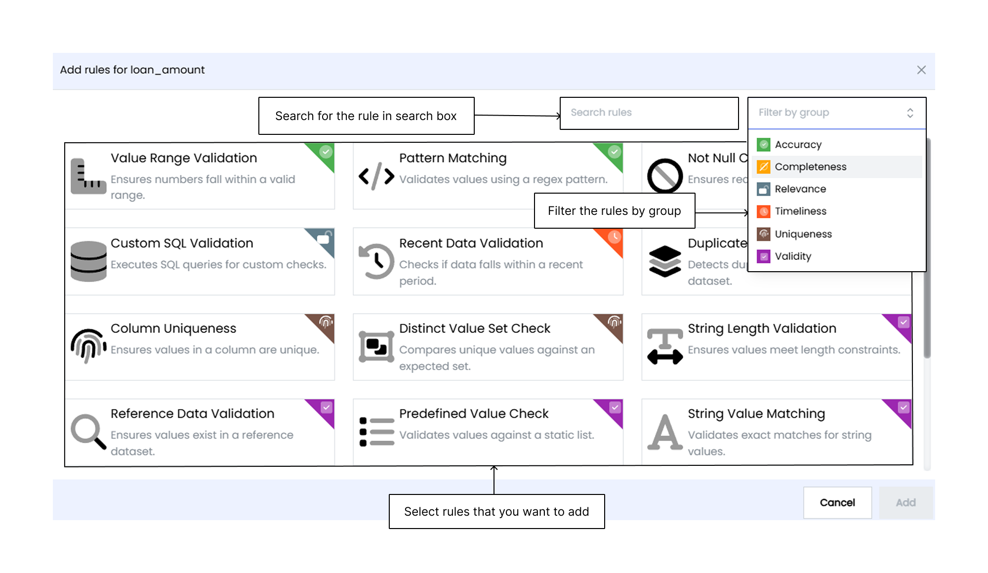 Data Quality Add Rule