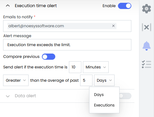 Execution Time Alert (Compare Previous)