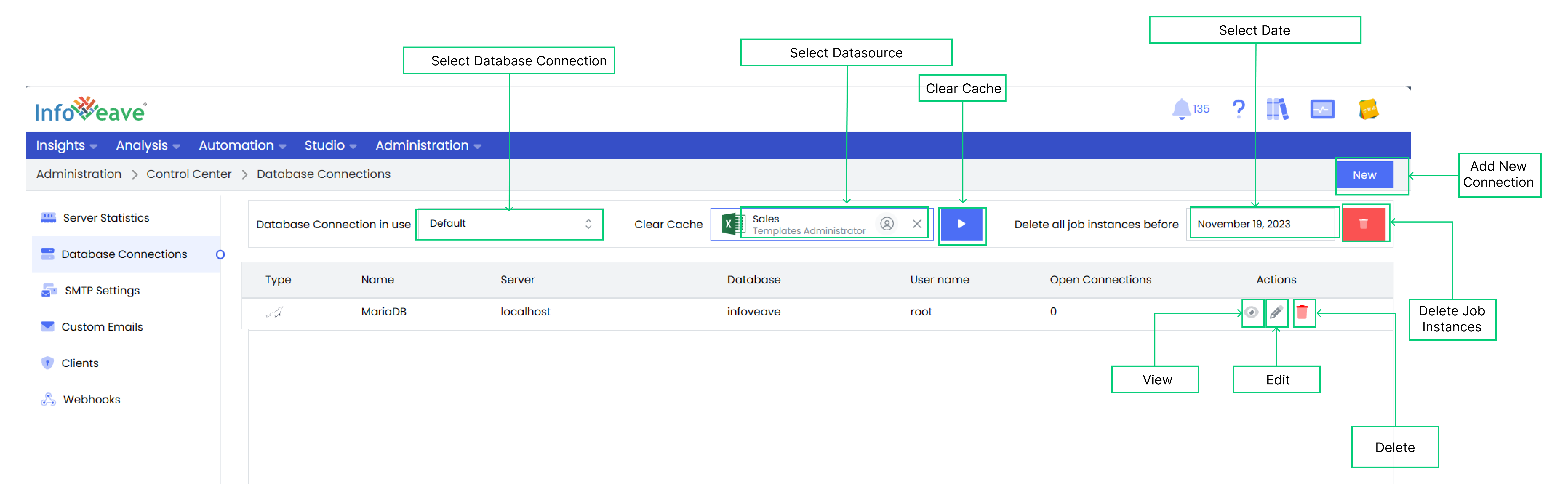 Infoveave Database Connections