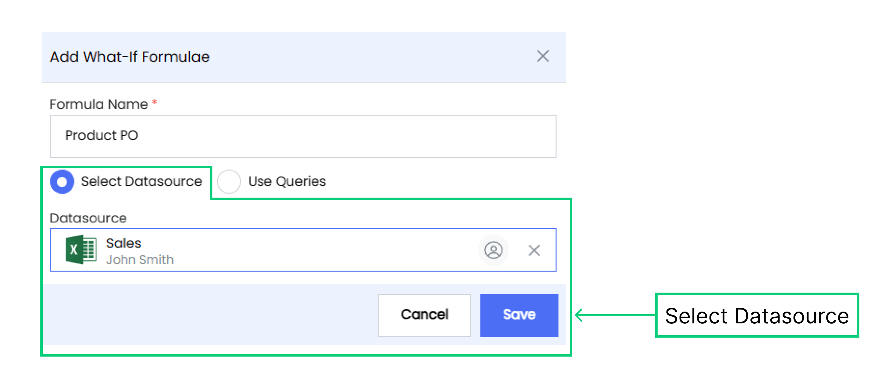 Select Source Type for What If Formula