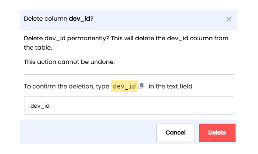 Delete column