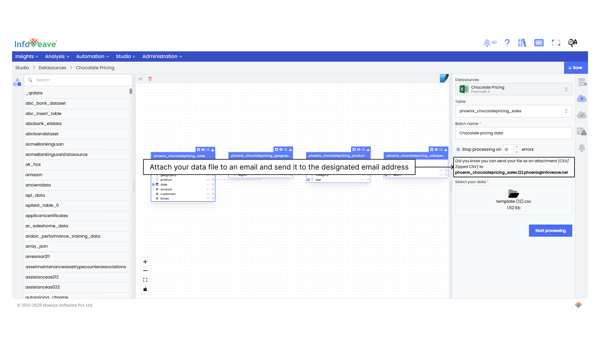upload data using email