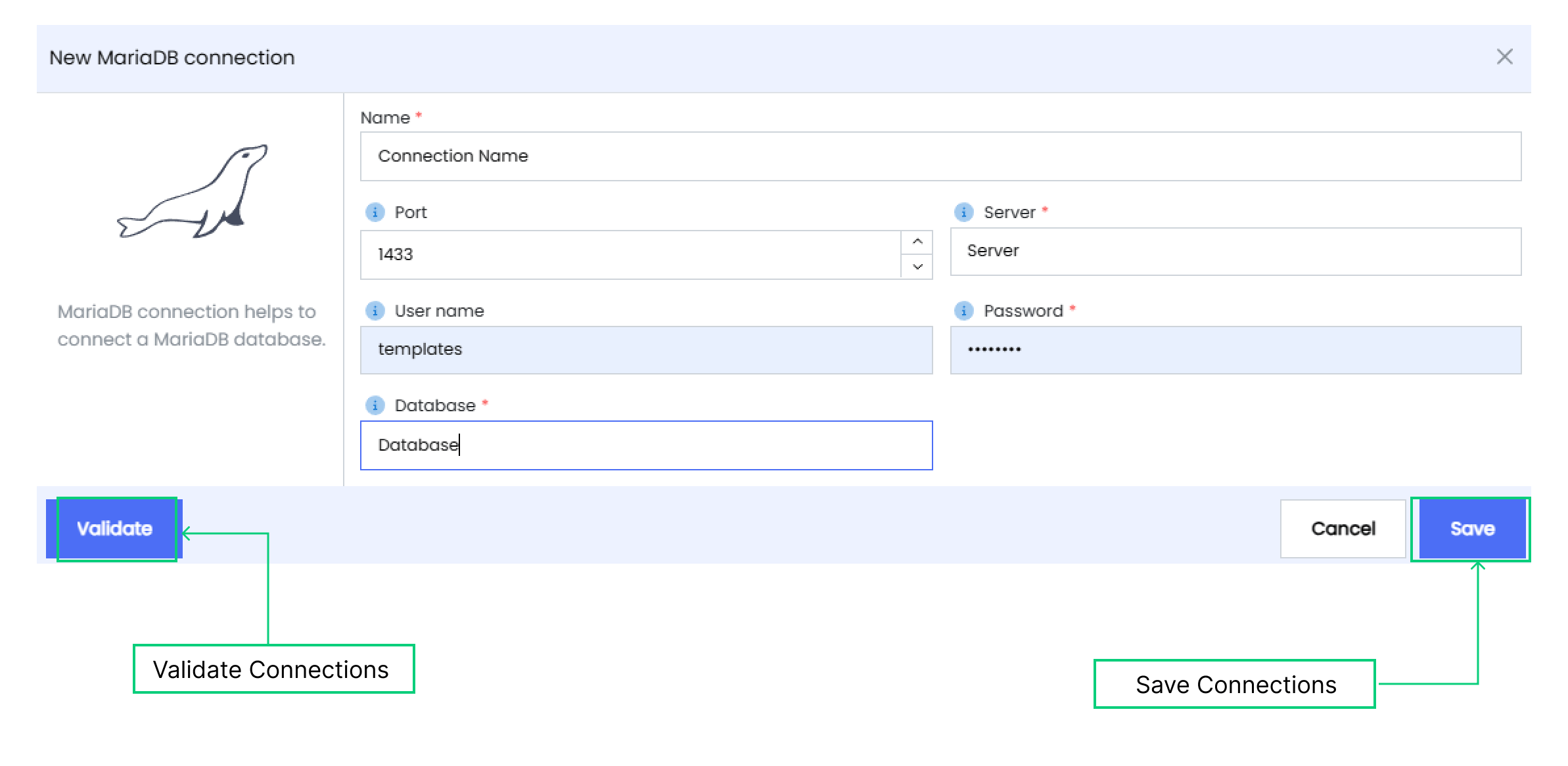 Validate and Save Connections