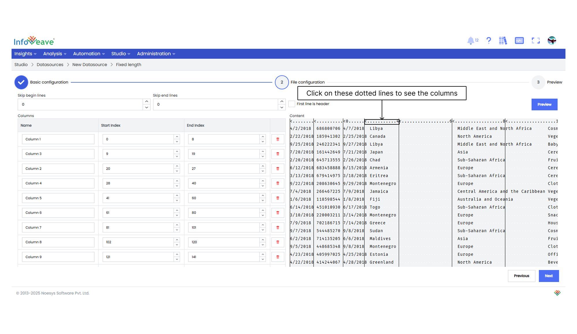 configure data content