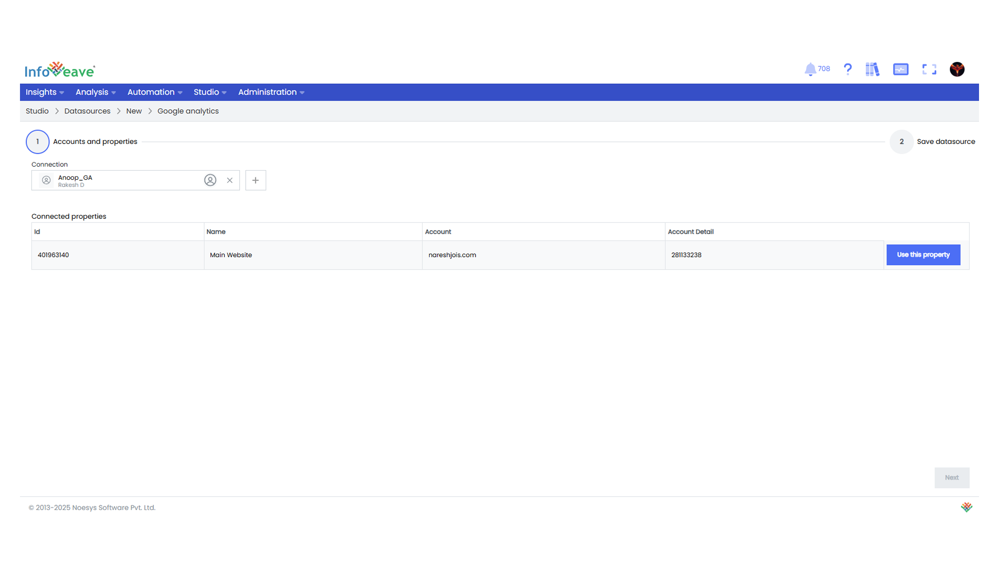 connections screen
