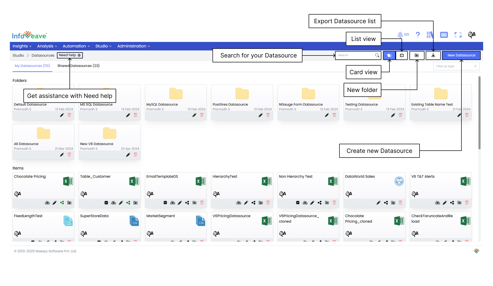 datasource toolbar