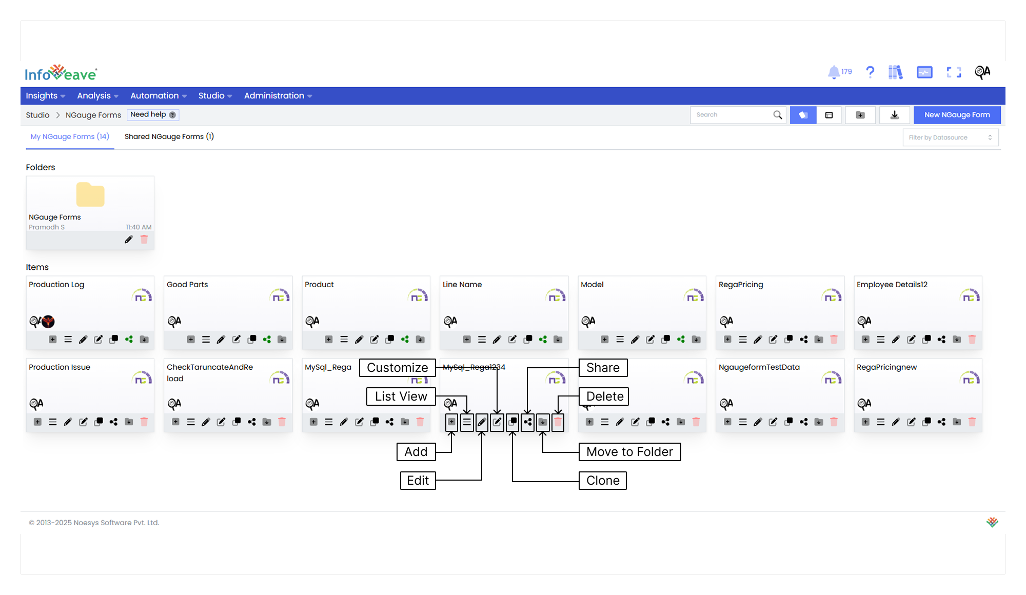 manage ngauge form
