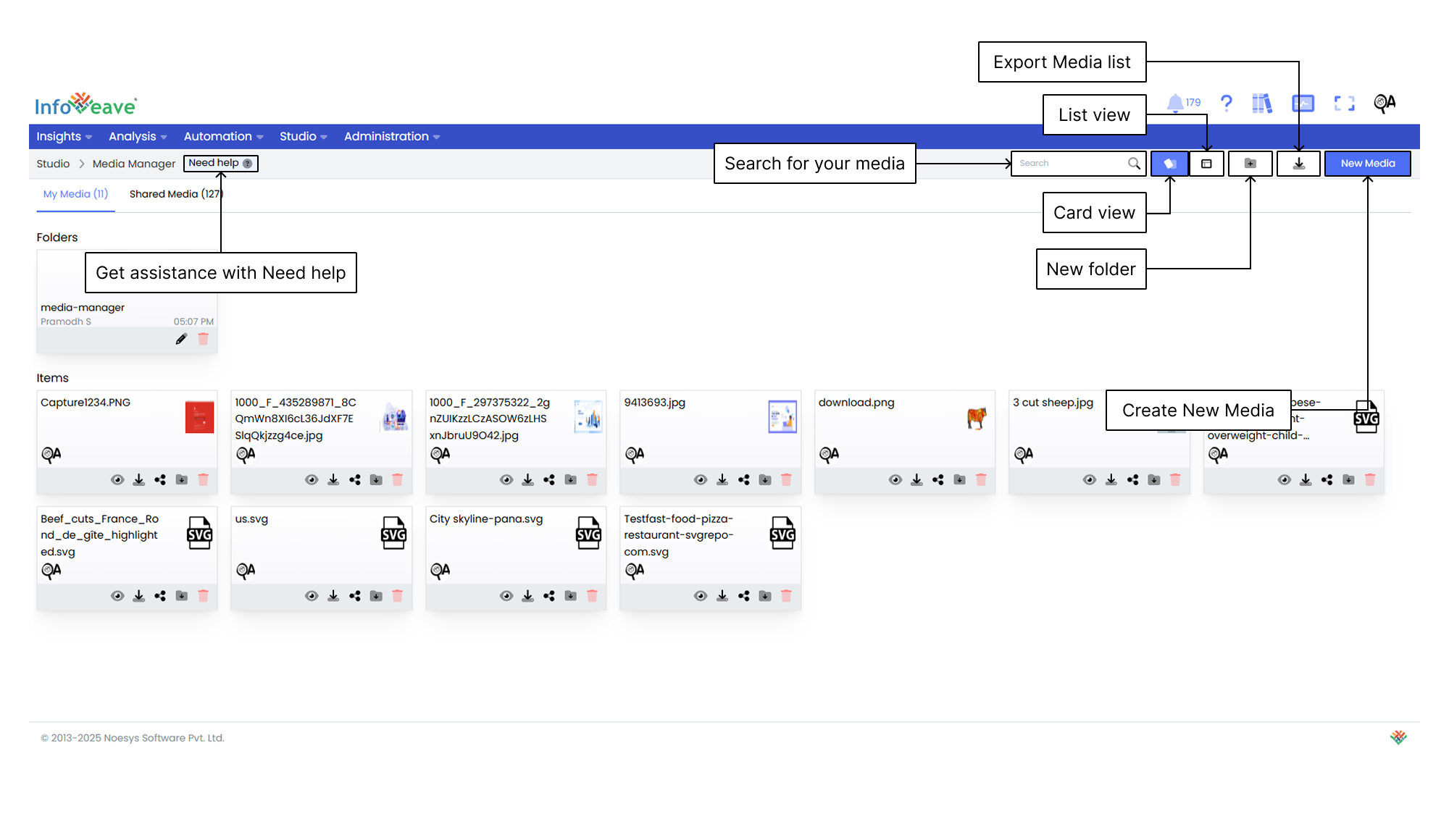 media manager toolbar